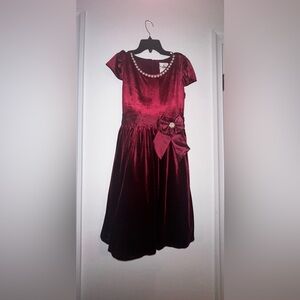 Burgundy formal dress.